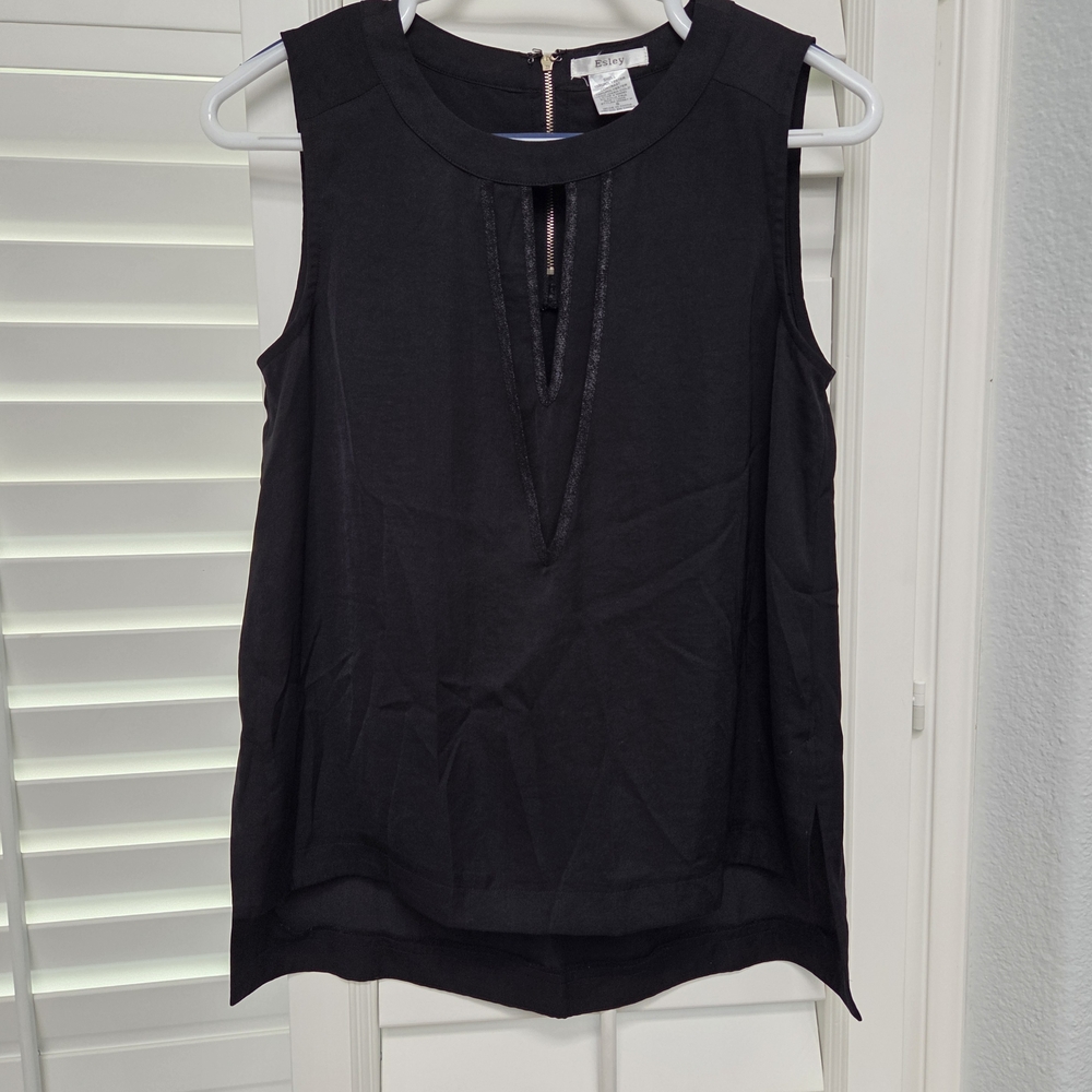 Esley Elegant Black Sleeveless Top Womens S‎ Business Casual Minimalist Classy
